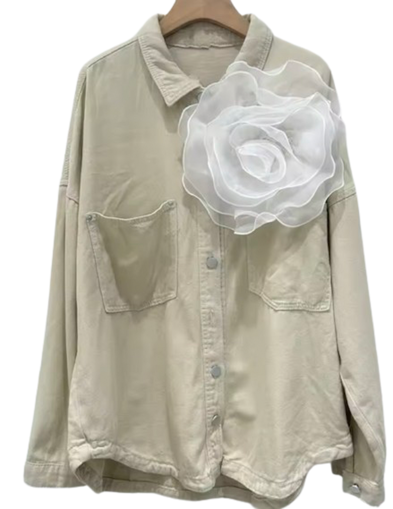 Rosette Distressed Denim Shirt