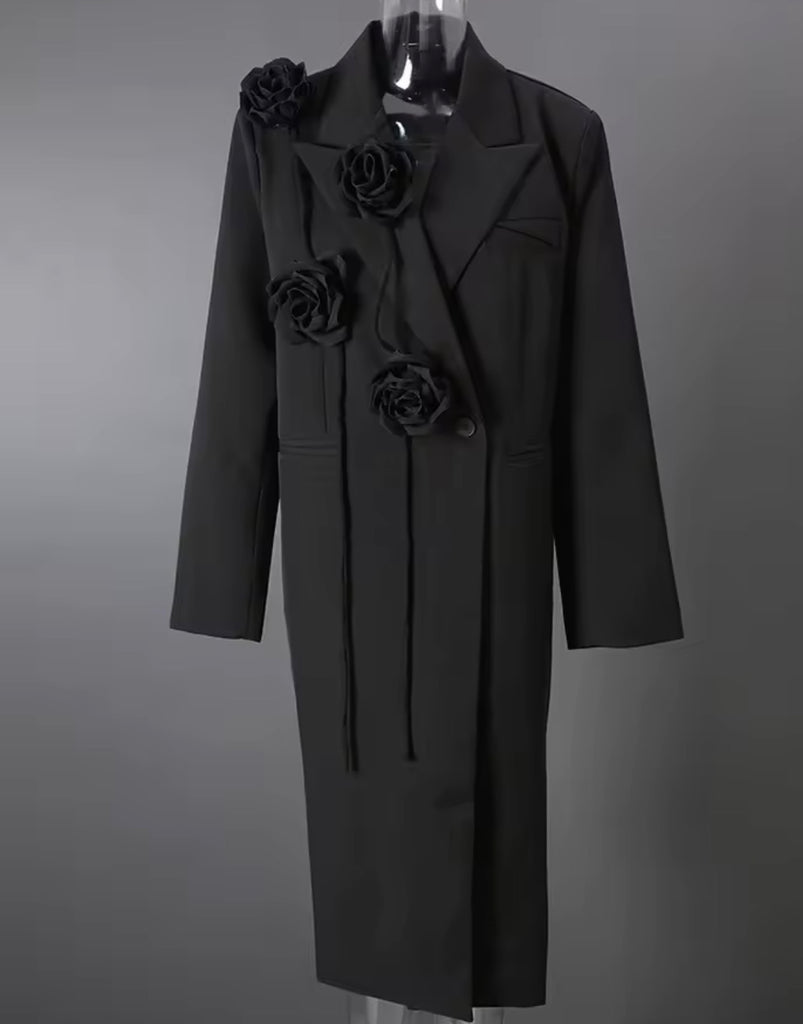 Sculptural Rose Longline Blazer