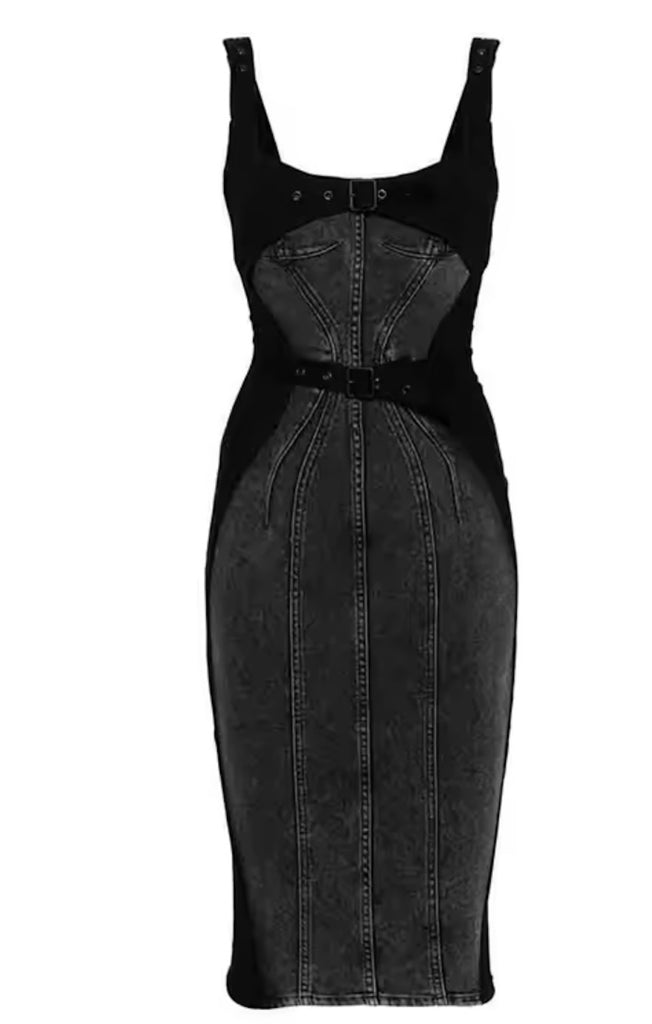 Knit Denim Corset Dress
