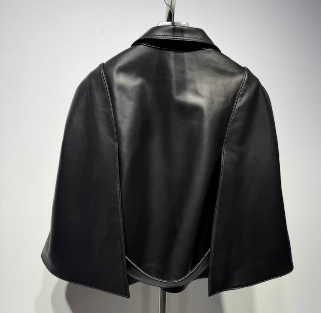 Chic Leather Capelot Jacket
