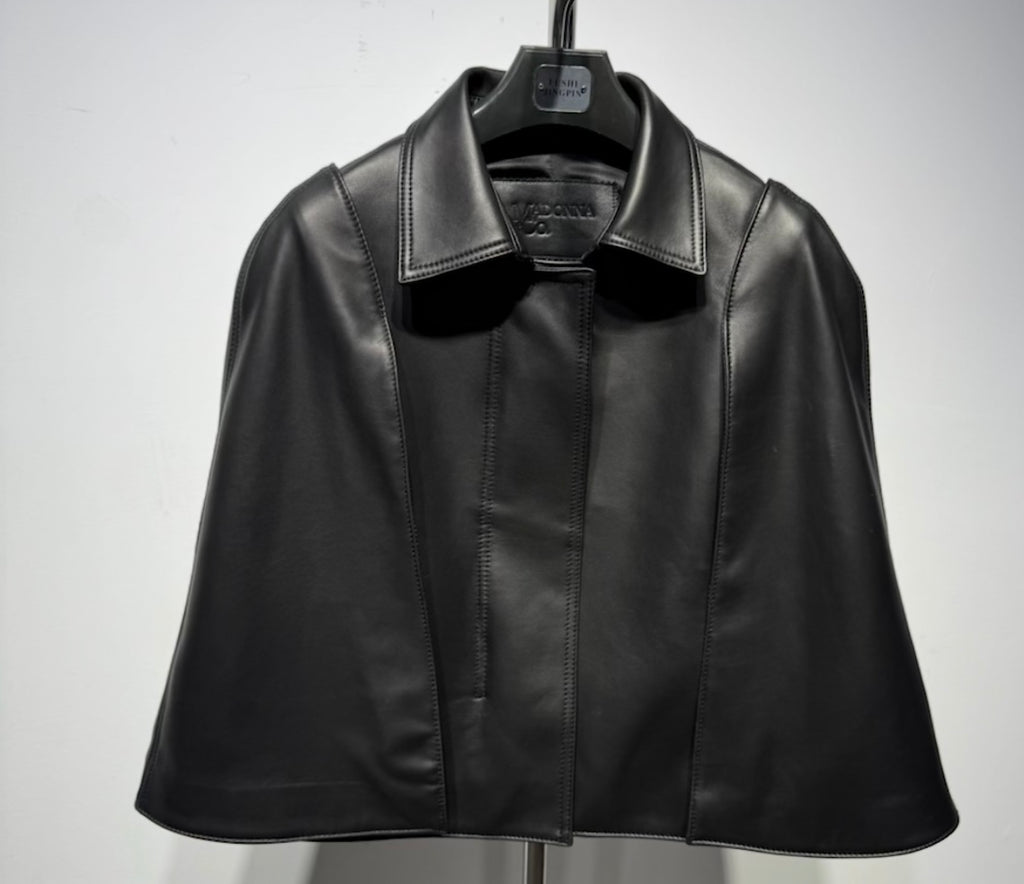 Chic Leather Capelot Jacket