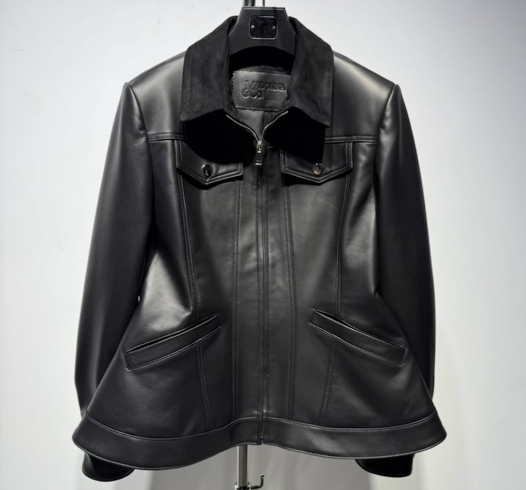 Chic Leather Zip Front Peplum