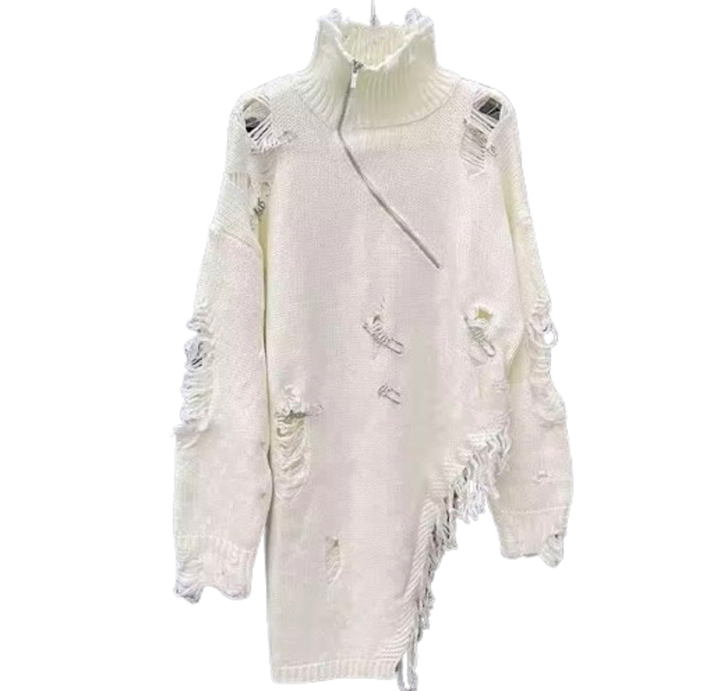 Distressed Safety Pin  Sweater