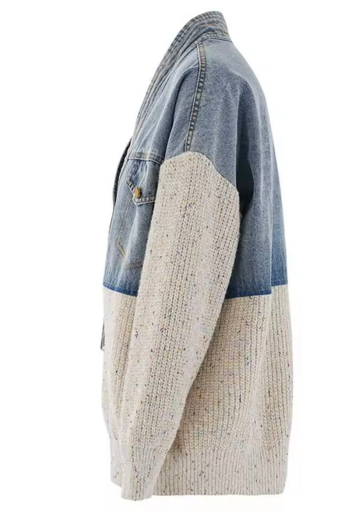 Denim-Knit Cardigan