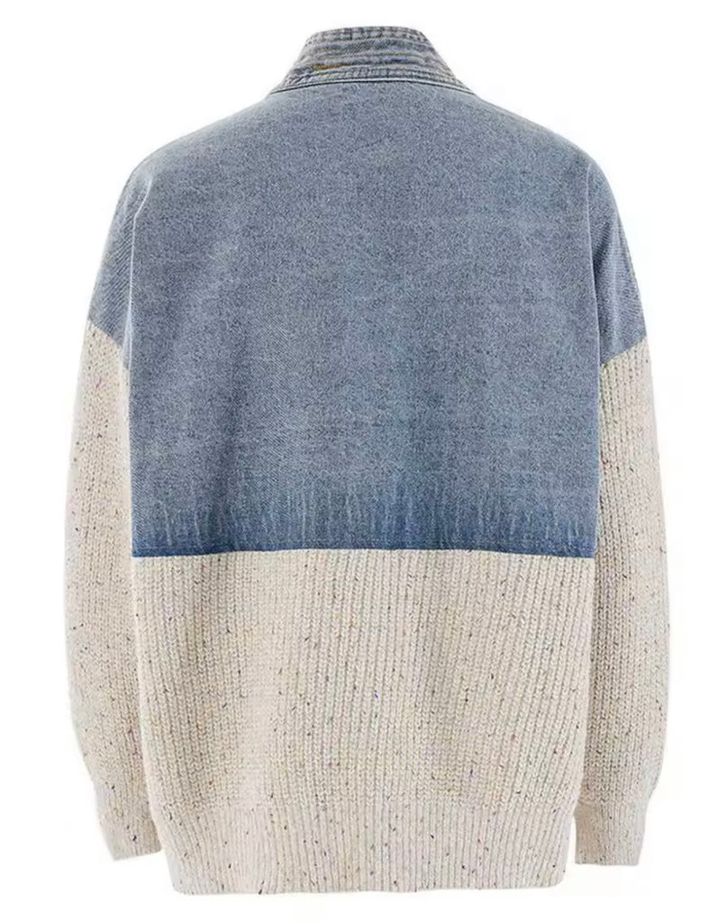 Denim-Knit Cardigan