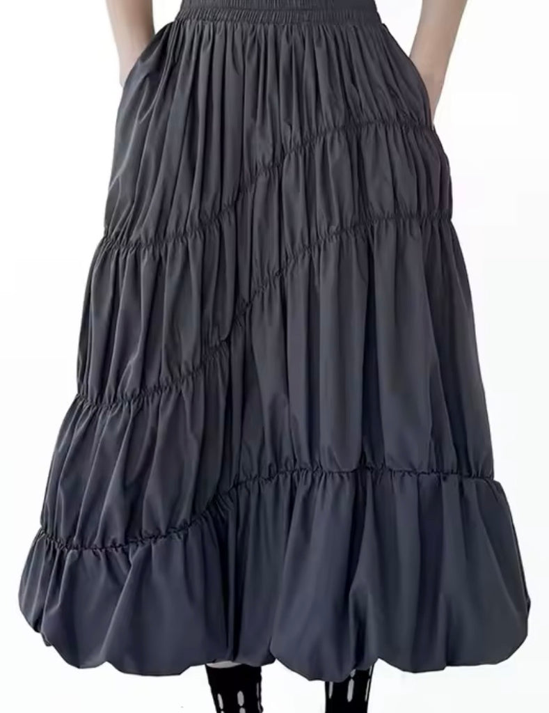 Diagonal Tiered Volume Skirt