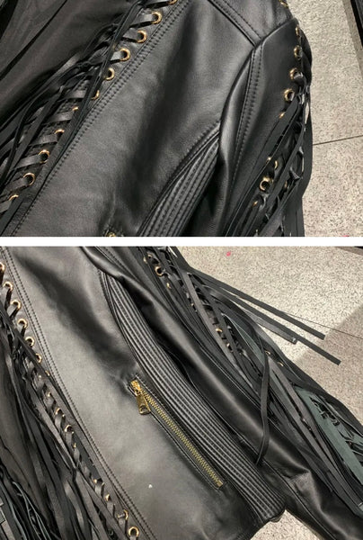 Fringe Leather Moto | Madonna & Co