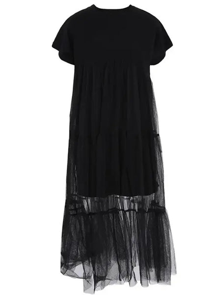SENEE feather tulle knit T-shirt ブラック feather tulle knit T-shirt senee Layered Black Tulle T-Shirt