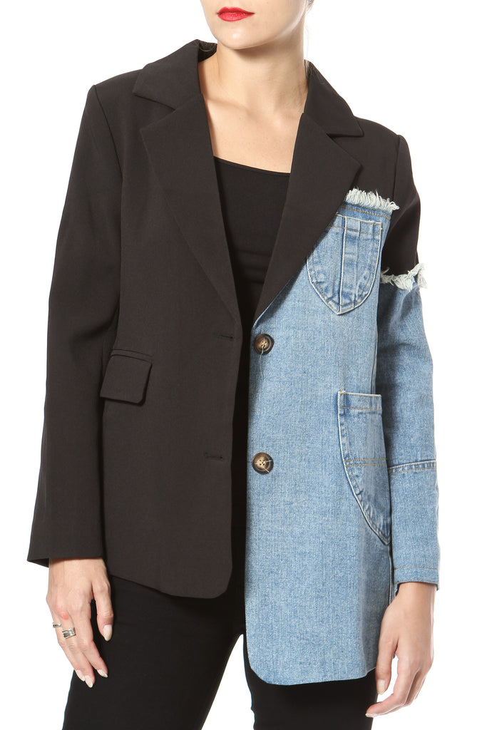 Asymmetrical Denim Blazer