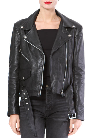 Crop Leather Moto with Zippers