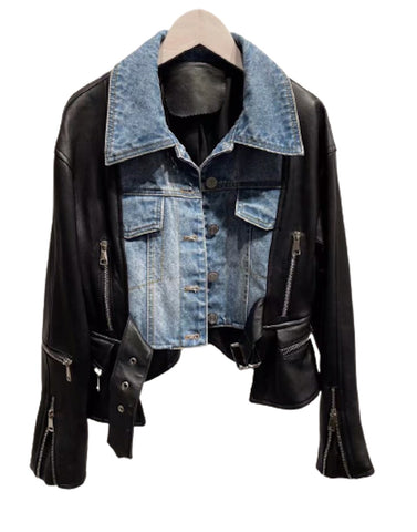 Crop Leather Moto with Zippers