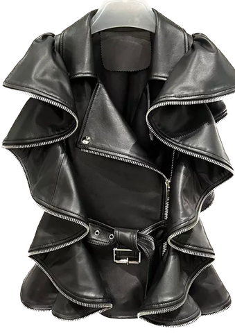 Wrap Leather Crop jacket