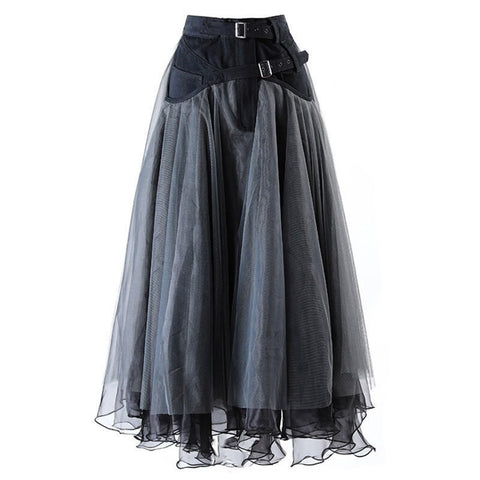 Tassel Trim Tulle & Ruffle  Statement Skirt