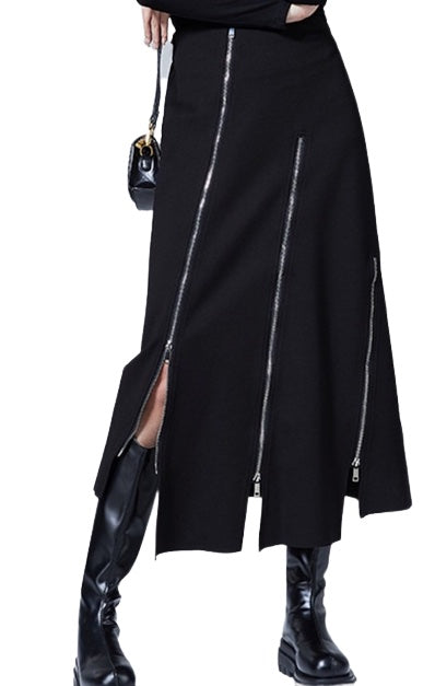 Zipper Asymmetrical Skirt