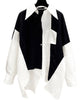Luxe White Shirt with Black Knit Contrast