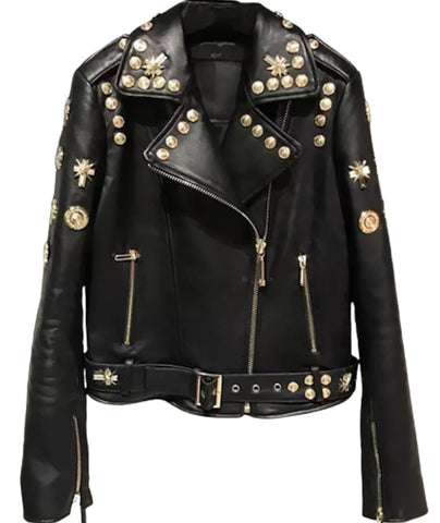 Denim Look Leather Jean Jacket