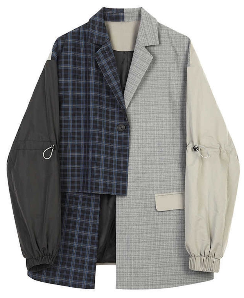 Mixed Media Plaid Blazer