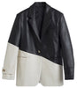 Luxe Faux Leather & Textured Woven Blazer