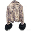 Leopard Leather Jacket with Mongolian Fur Cuffs
