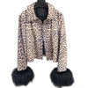 Leopard Leather Jacket with Mongolian Fur Cuffs