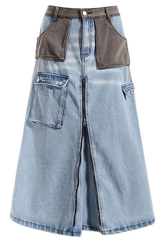 Knit-Woven Maxi Skirt
