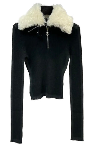 Fox Fur Trim Maxi Sweater Cardigan