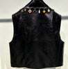 Charm Detailed Leather Vest