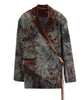 Floral Velvet Trim Statement Blazer