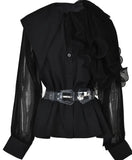 Tulle Trim Shirt With Belt