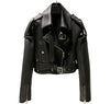 Cropped Leather Moto Jacket with Statement Hardware