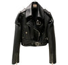 Cropped Leather Moto Jacket with Statement Hardware