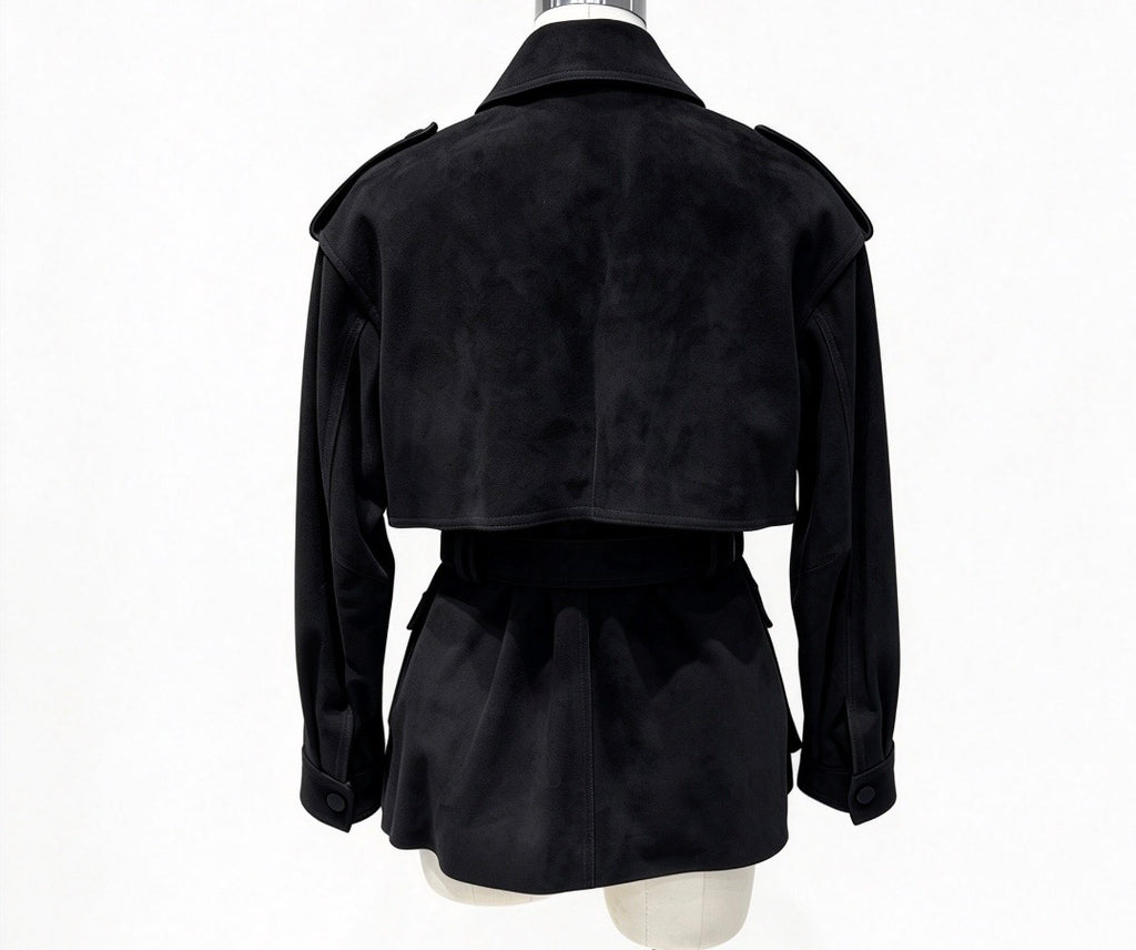 Soft Suede Belted Trench Jacket