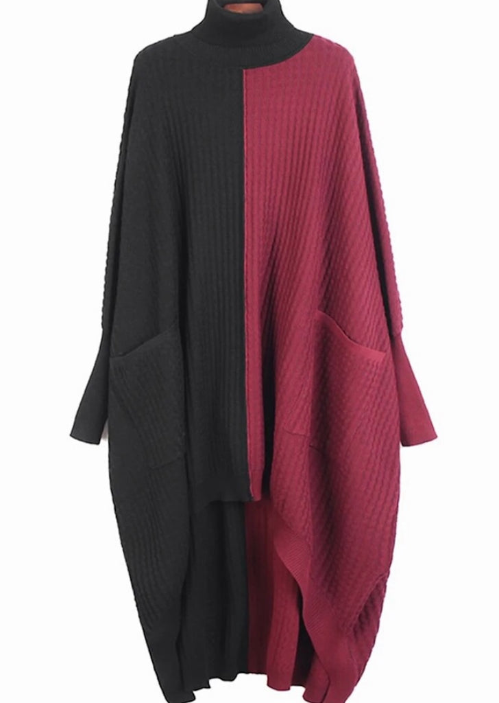 Color Block Sweater Tunic-Dress
