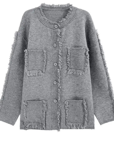 Fox Fur Trim Maxi Sweater Cardigan