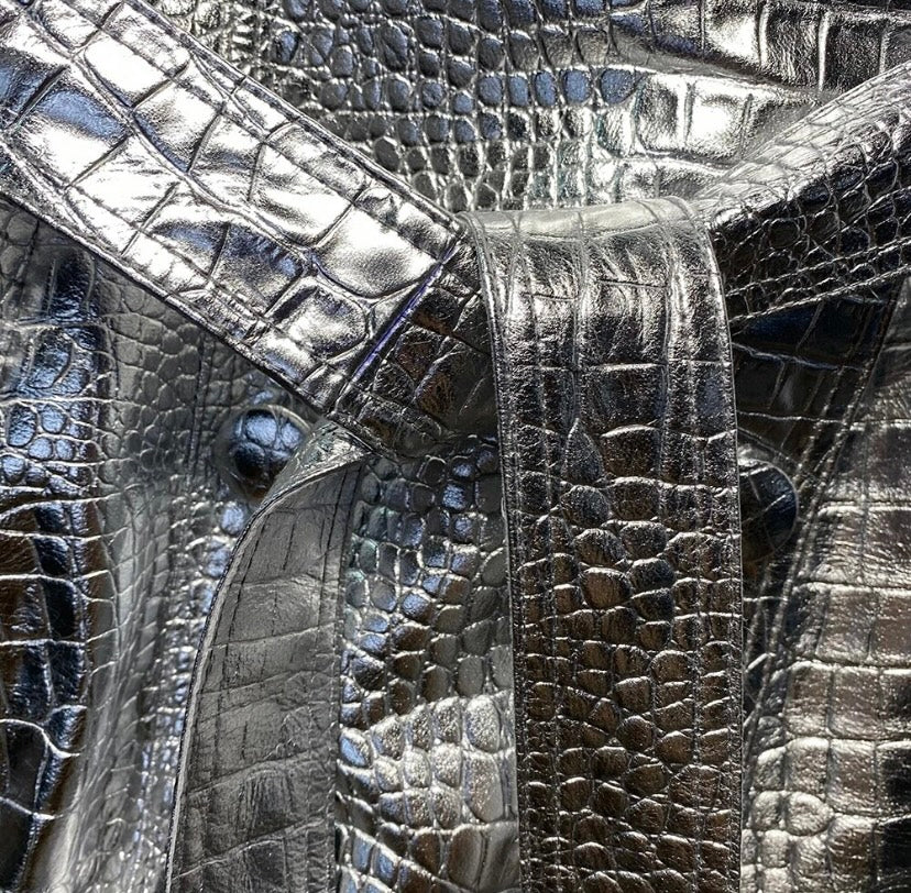 Silver Embossed Luxe Leather Trench