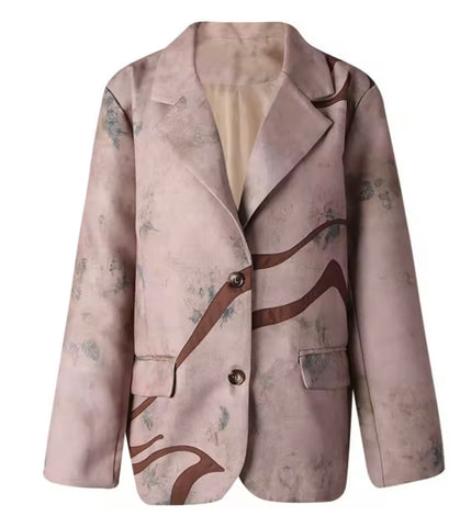 Leather Double Breasted Blazer