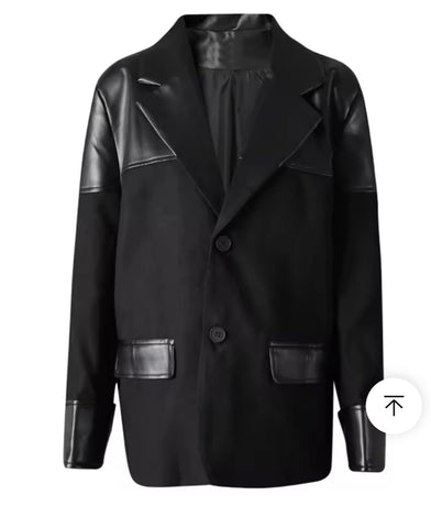 Leather Double Breasted Blazer