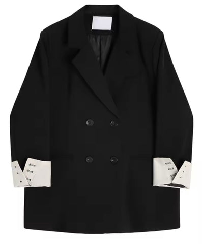 Leather Double Breasted Blazer