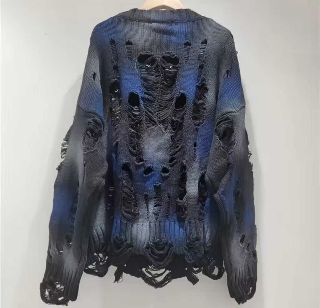 Distressed Sweater with Chains