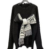 Luxe Statement Knit Sweater with Bow Scarf