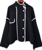 Contrast Piped Button Jacket