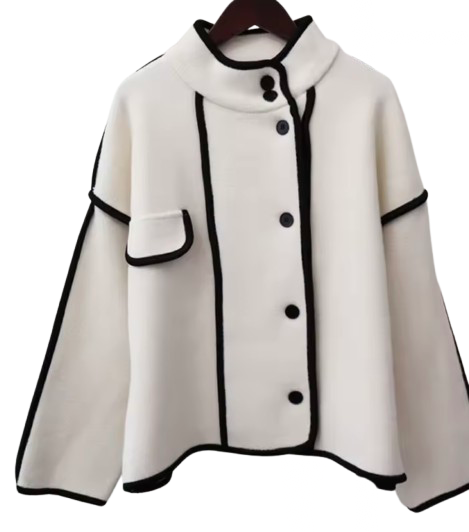 Contrast Piped Button Jacket