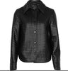 Woven Leather Button Jacket