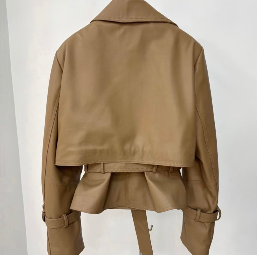 Belted Leather Trench