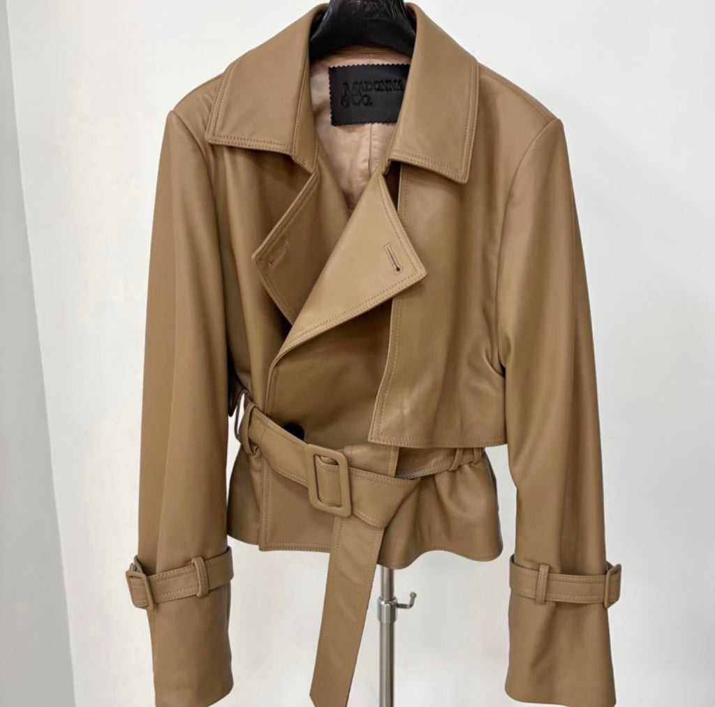 Belted Leather Trench