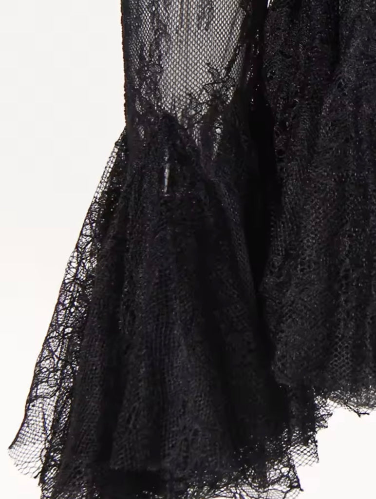 Sheer Lace Peplum Blouse