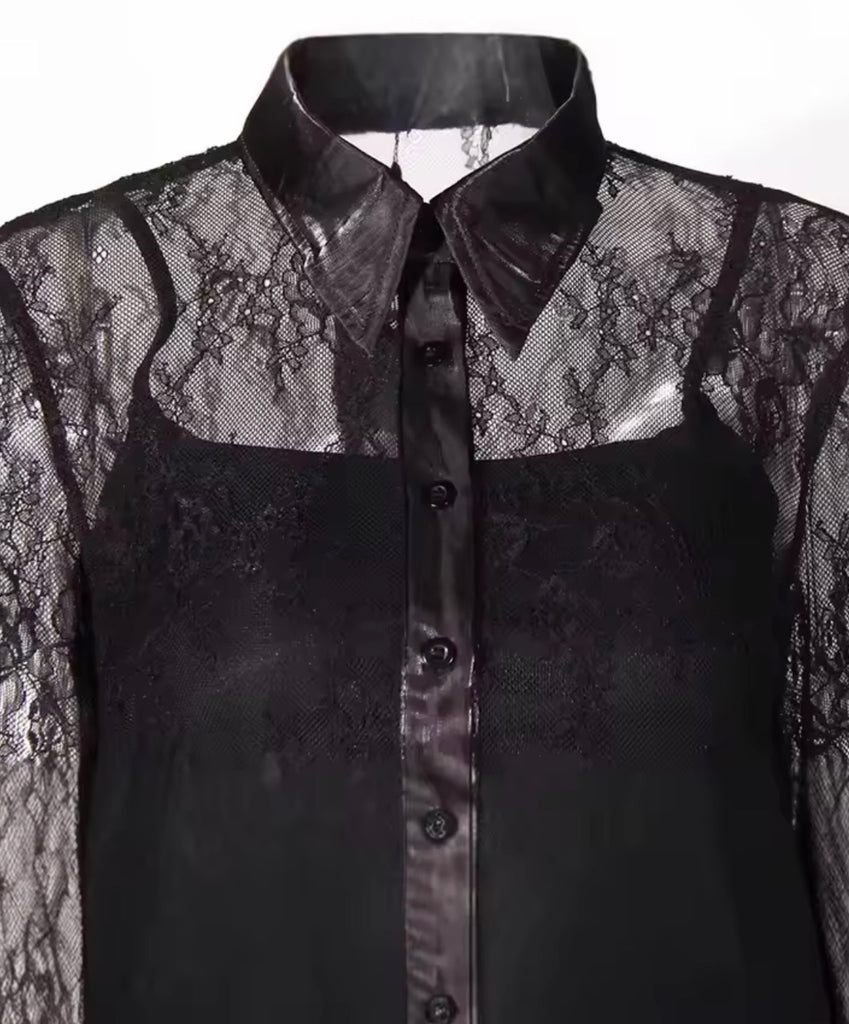 Sheer Lace Peplum Blouse