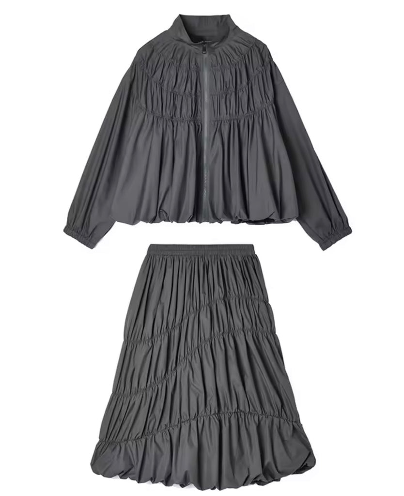 Diagonal Tiered Volume Skirt