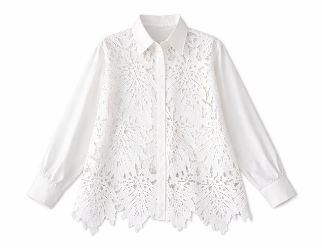 Romantic Lace Panel Blouse