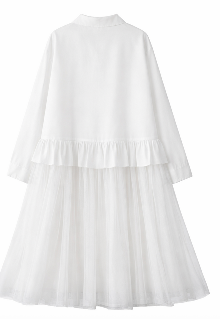 Lace Panel Button-Down Blouse